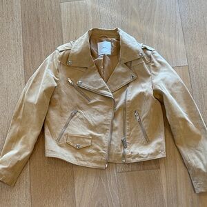 NWOT Mango Genuine Leather Jacket in Tan